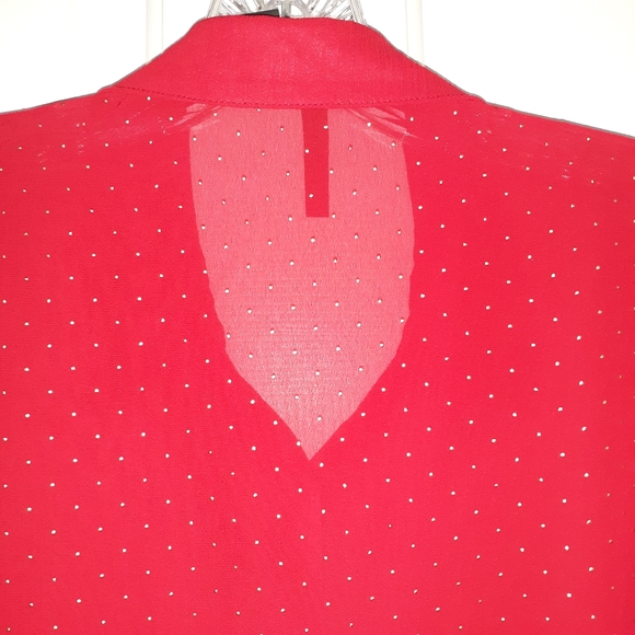 Ladies Red Sheer Blouse Medium - Picture 2 of 8